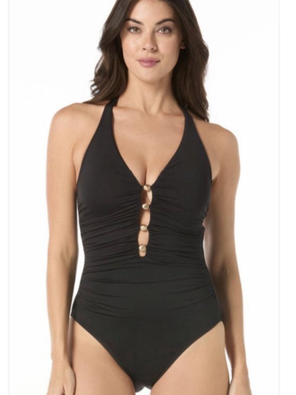 Carmen Marco Valvo Women's OnePice Swimsuit Black Size 10 12577